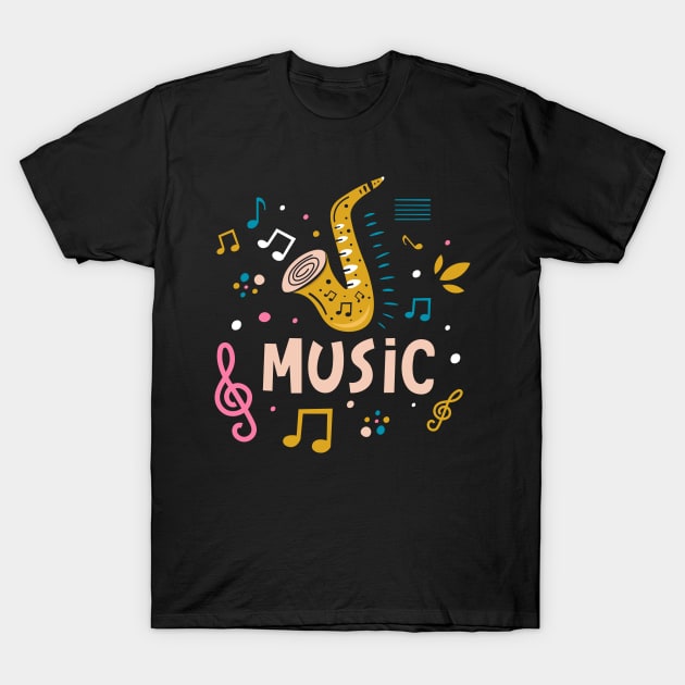 Music saxophone T-Shirt by Yeroma